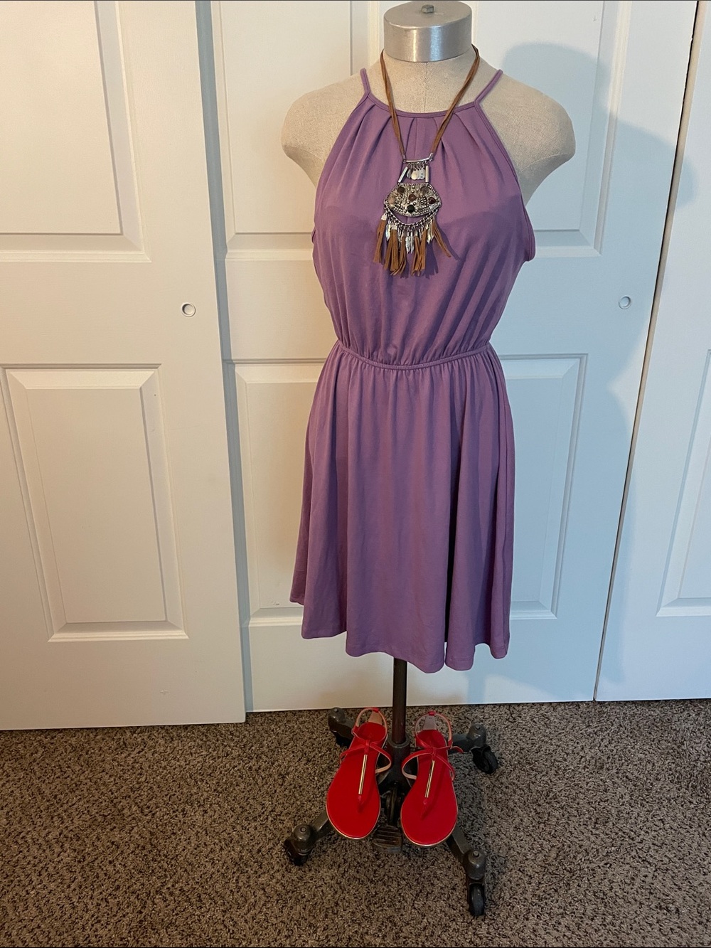 Sheila Rose Lavender Halter-Style Casual Dress with Elastic Waist